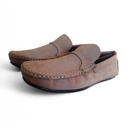 beige color suede leather loafer for men