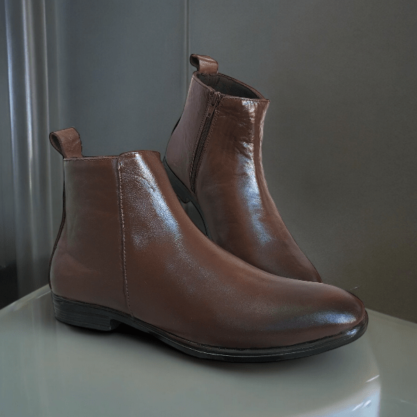 Gimoaldo Brown Zipper Chelsea Boot