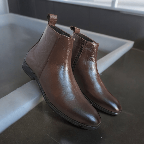 Gimoaldo Brown Zipper Chelsea Boot
