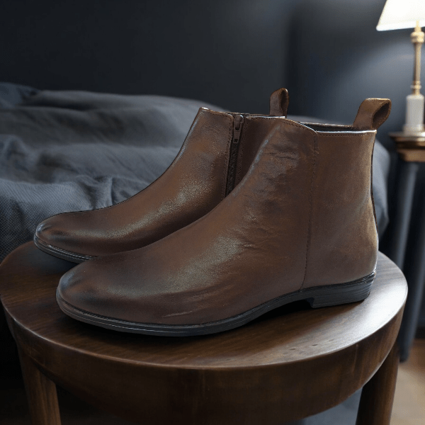 Gimoaldo Brown Zipper Chelsea Boot