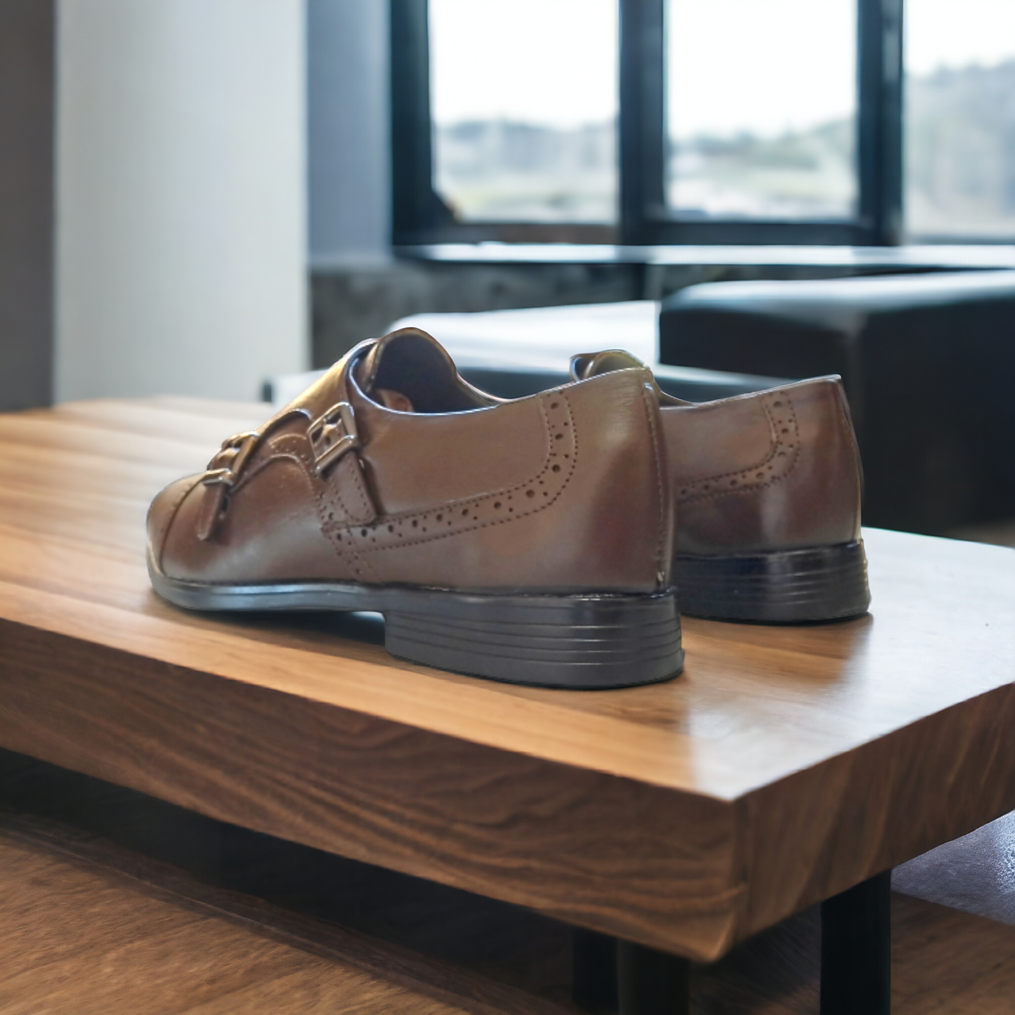 genuine leather monk shoes for men