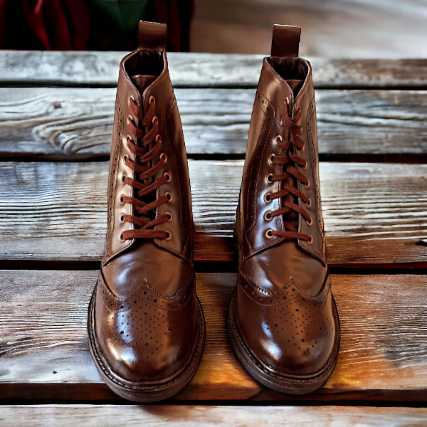 pure leather wingtip brogue boot for men
