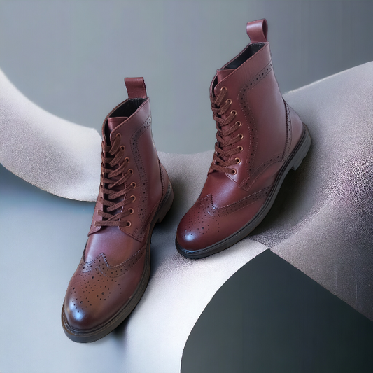 leather brogue boot for mens