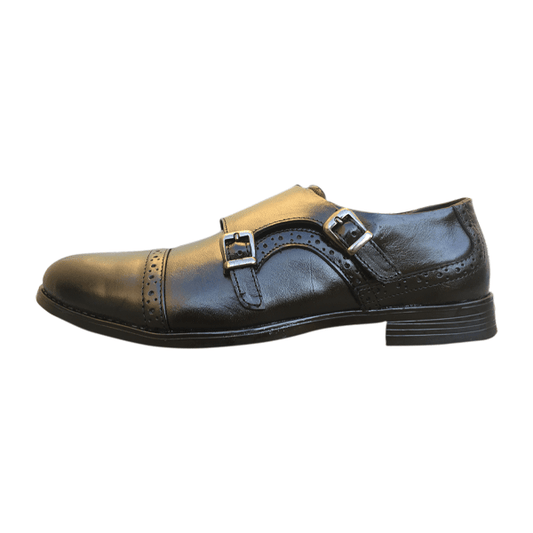 PhaBhu Real Leather Double Monk Strap Shoes for Men
