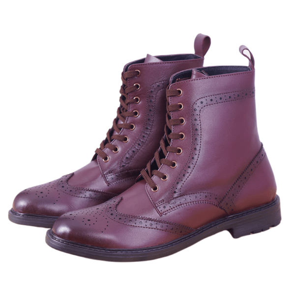 High neck leather boots best sale