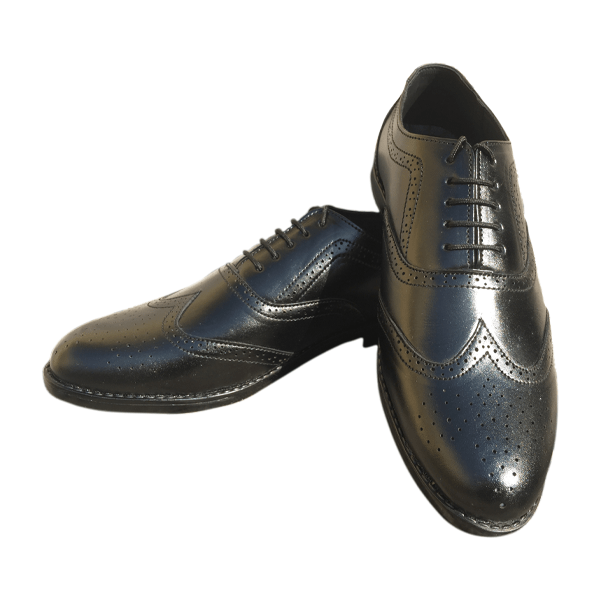 PhaBhu Real Leather Black Brogue Shoes for Men