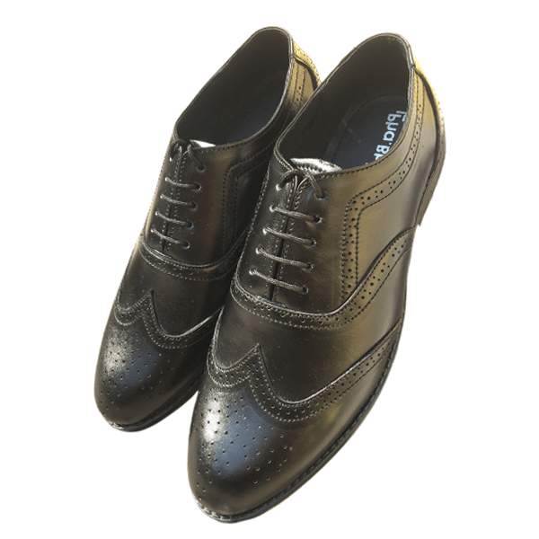 PhaBhu Real Leather Black Brogue Shoes for Men