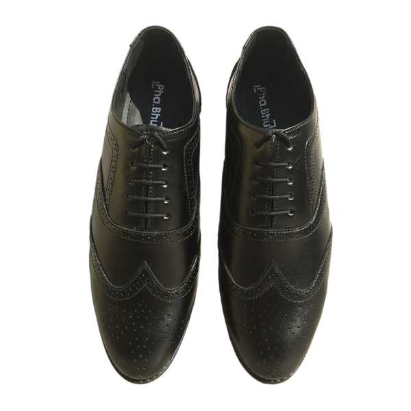 PhaBhu Real Leather Black Brogue Shoes for Men