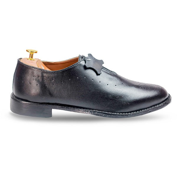 100% Real Black Italian Leather Wholecut Formal Shoes for Men