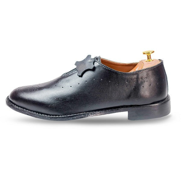 100% Real Black Italian Leather Wholecut Formal Shoes for Men