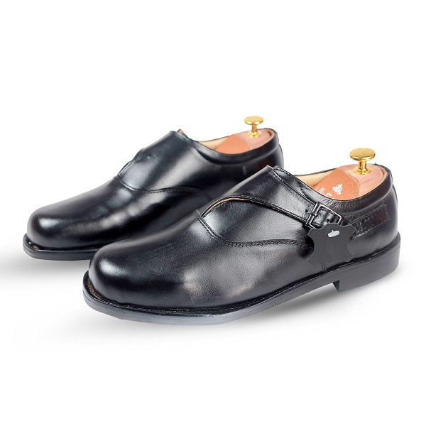 Best Black Italian Leather Monk  Strap Loafers Formal Shoes for Men
