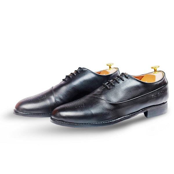 100% Original Black Italian Leather Brogue Formal Shoes for Men