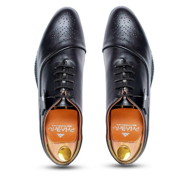 100% Original Black Italian Leather Brogue Formal Shoes for Men