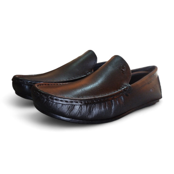 branded black leather loafer for men