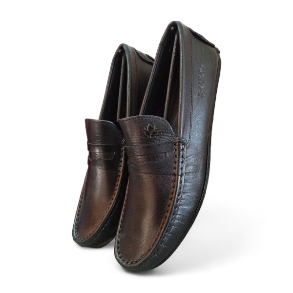 genuine black leather loafer for men