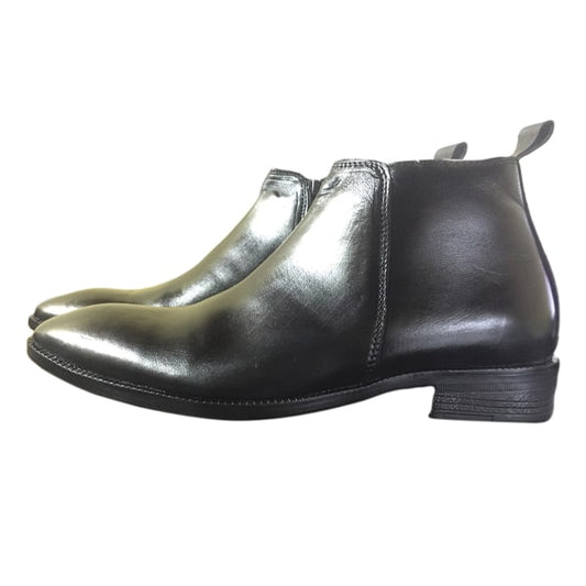 PhaBhu Genuine Leather Black Zip Ankle Boot