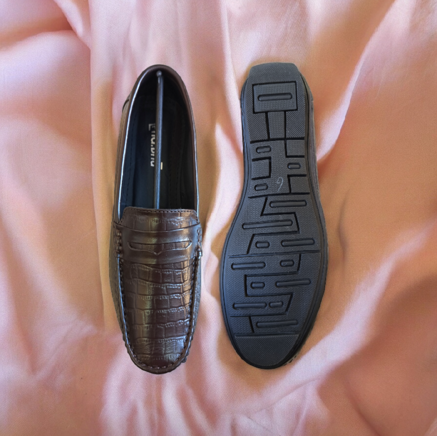 brown leather moccasins