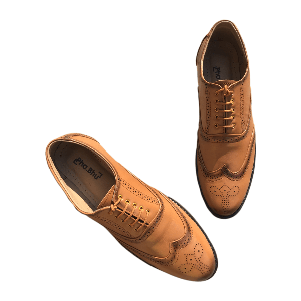 PhaBhu Real Leather Black Brogue Shoes for Men
