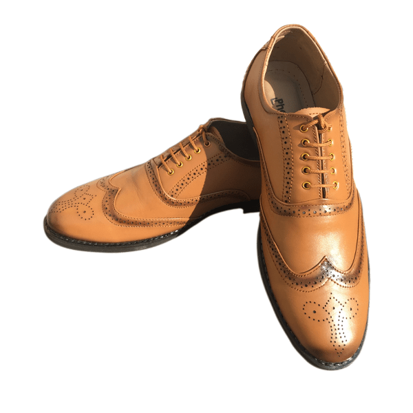 PhaBhu Real Leather Black Brogue Shoes for Men