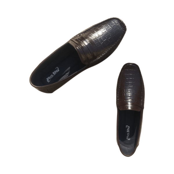 PhaBhu Real Leather Black Driver Loafers