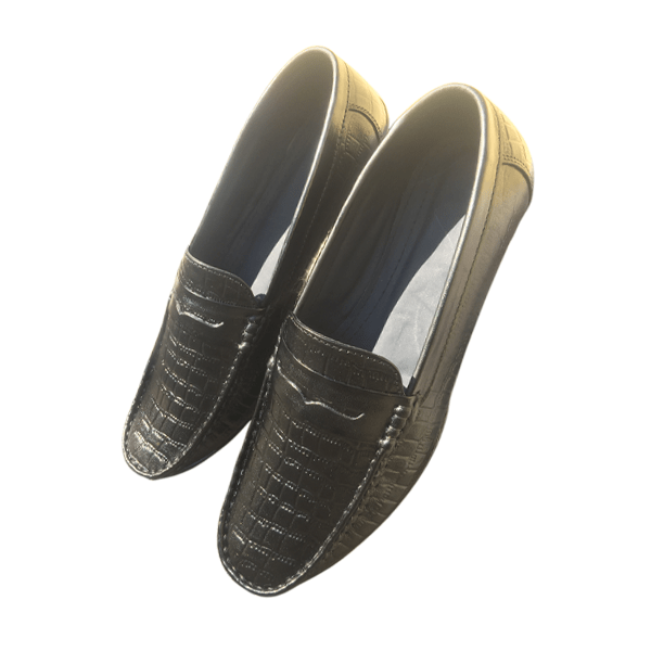 PhaBhu Real Leather Black Driver Loafers