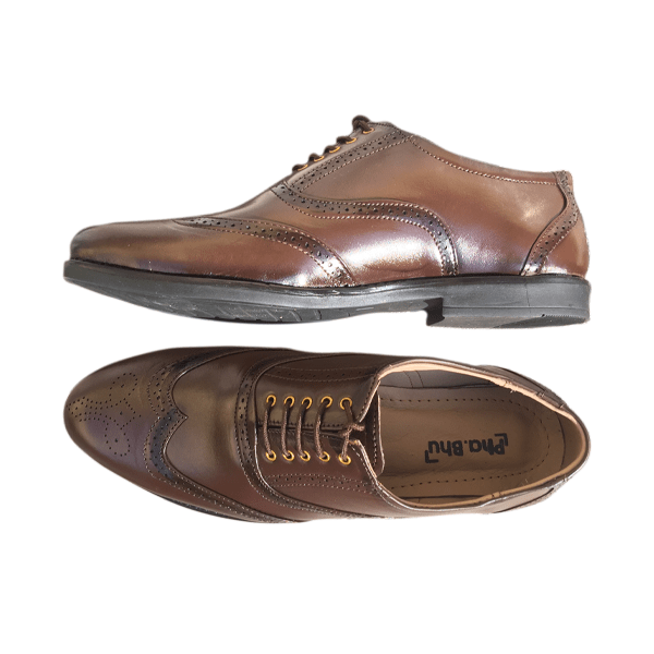 PhaBhu Real Leather Black Brogue Shoes for Men