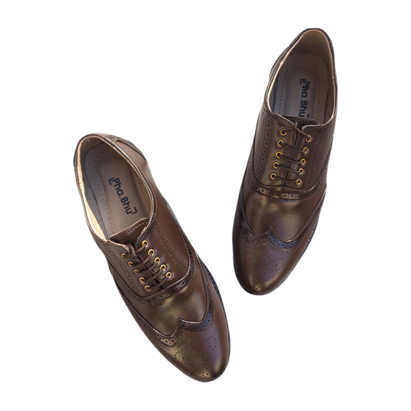 PhaBhu Real Leather Black Brogue Shoes for Men