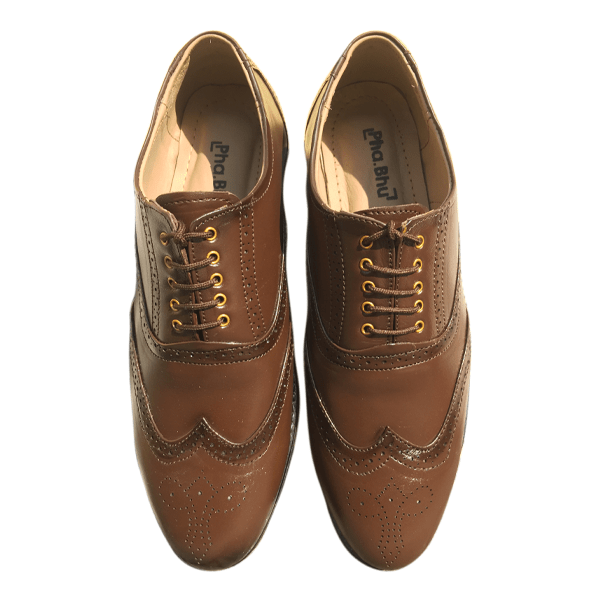 PhaBhu Real Leather Black Brogue Shoes for Men